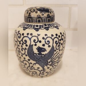 Phoenix Blue Gray Speckled Small Temple Ginger Jar